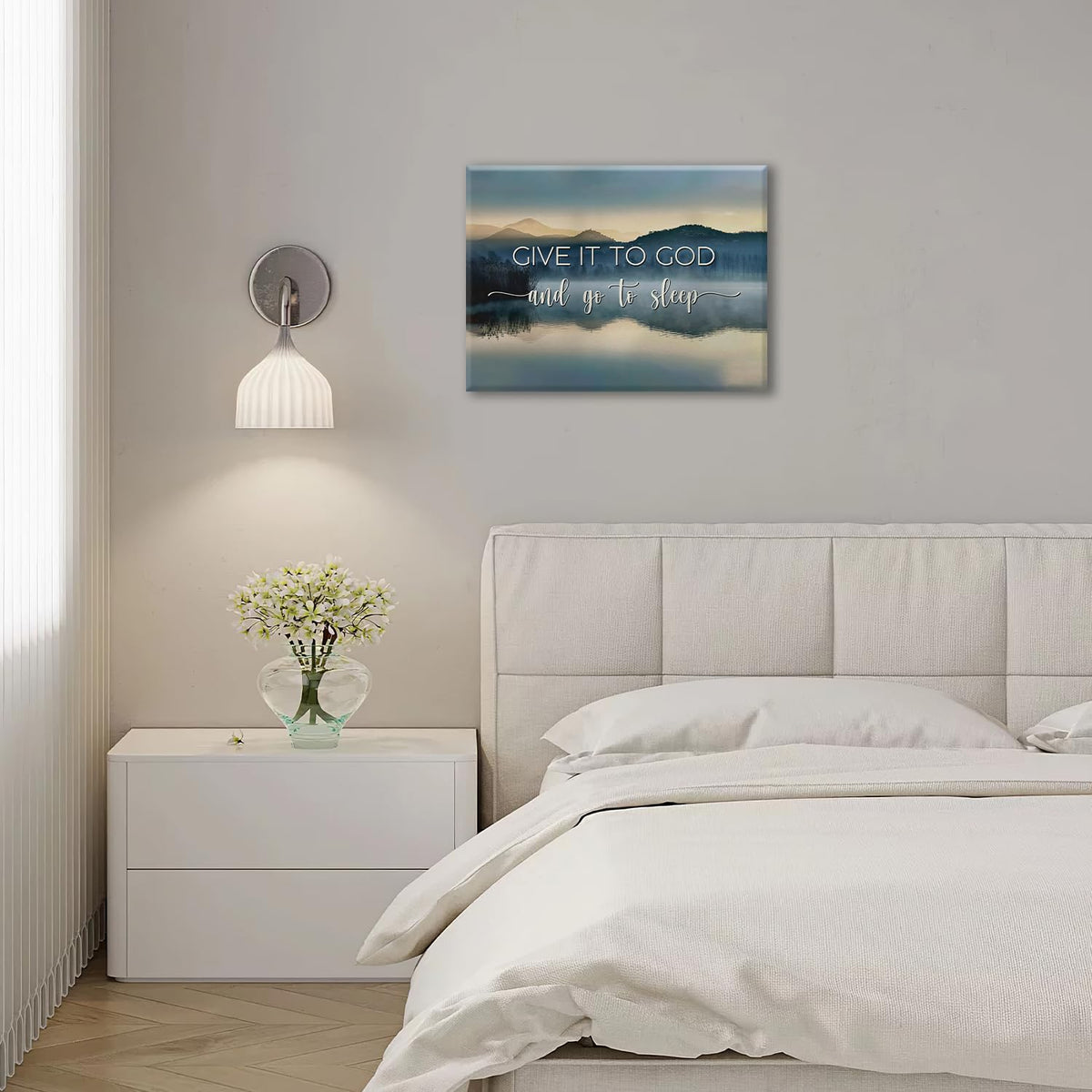 Give It to God and Go to Sleep Sign Canvas Wall Art Framed Painting 20"x24" (Lake-Give It to God and Go to Sleep Sign / 24"L x 20"W)