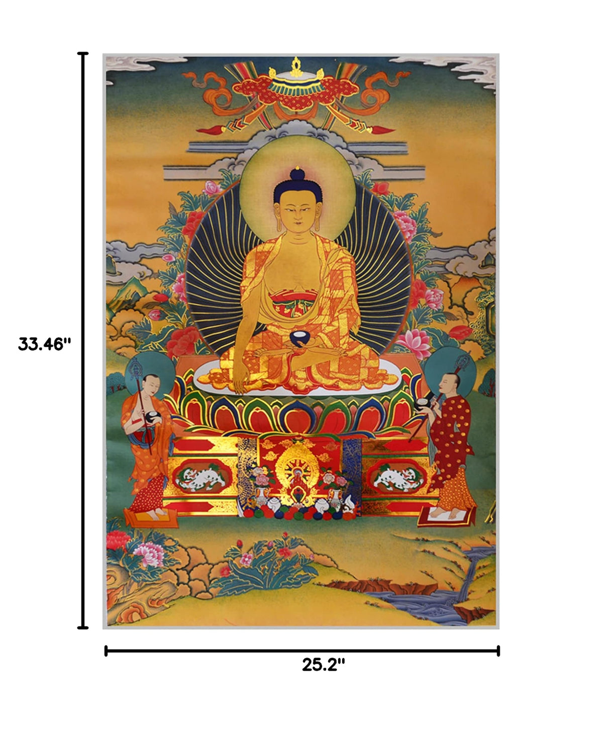 Shakyamuni Thangka Tibetan Thangka Art (Shakyamuni / 33.5"L x 24.8"W)