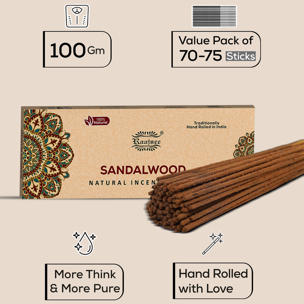 Pure Sandalwood Incense Sticks (Sandalwood)