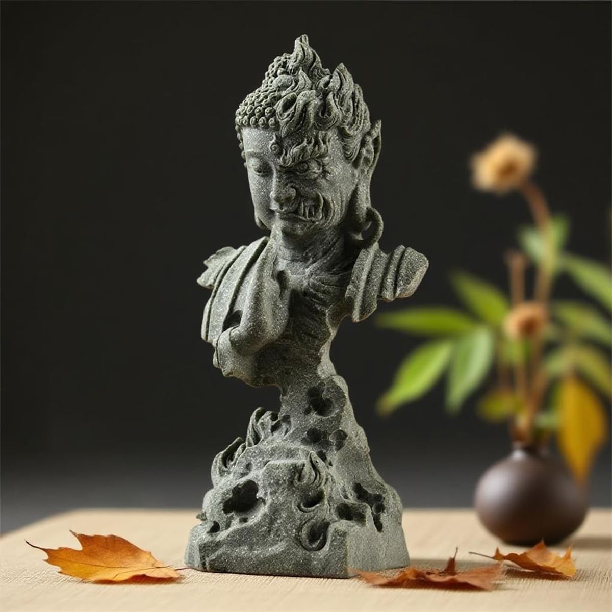 Meditating Buddha Statue Zen Garden Statues Sandstone Thinker Buddha Sculpture Figurine for Fish Tank Aquarium Home Decorations (CS)