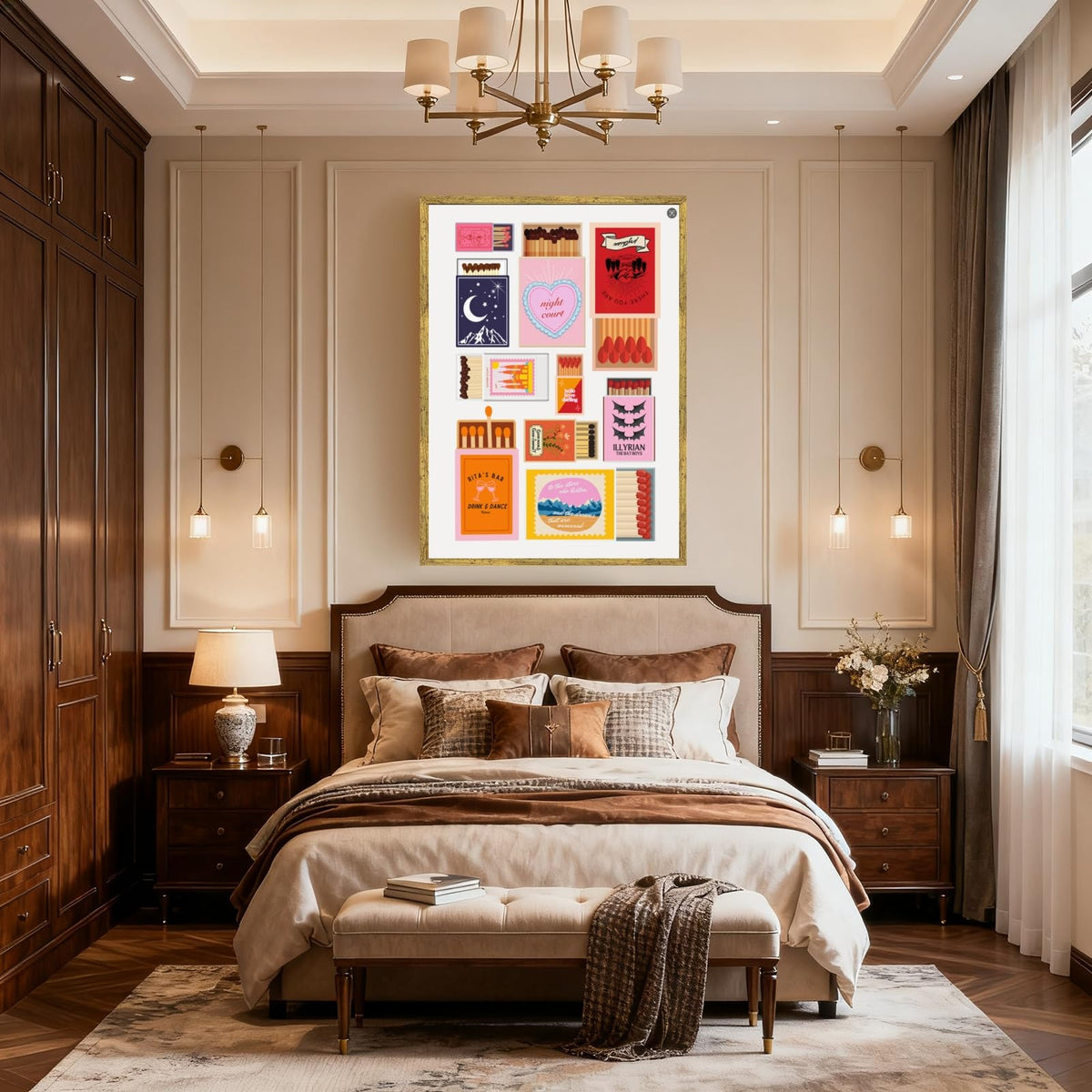 Gold Framed Colorful Matchbox Canvas Wall Art Vintage Minimalist Matchbox Poster Painting Print Gift Retro Western Cowboy Cowgirl Modern Quirky Quote Artwork Aesthetic for Home Bar Decor 20x30inch (20"L x 30"W / Matchbox - Gold Frame)