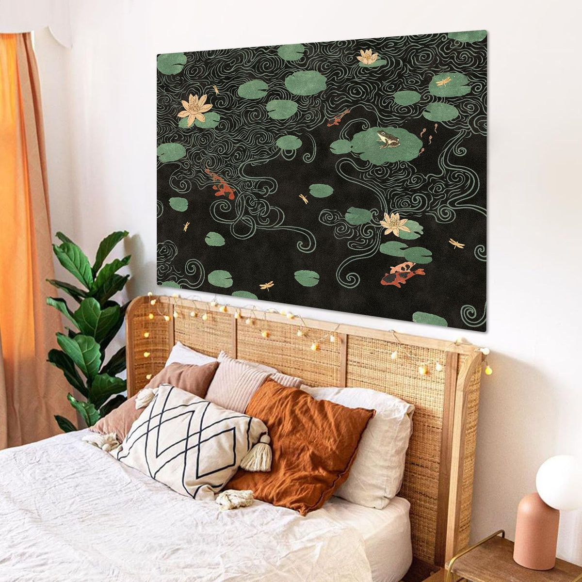 Japanese Tapestry (Art Deco / Black / 60"L x 44"W)