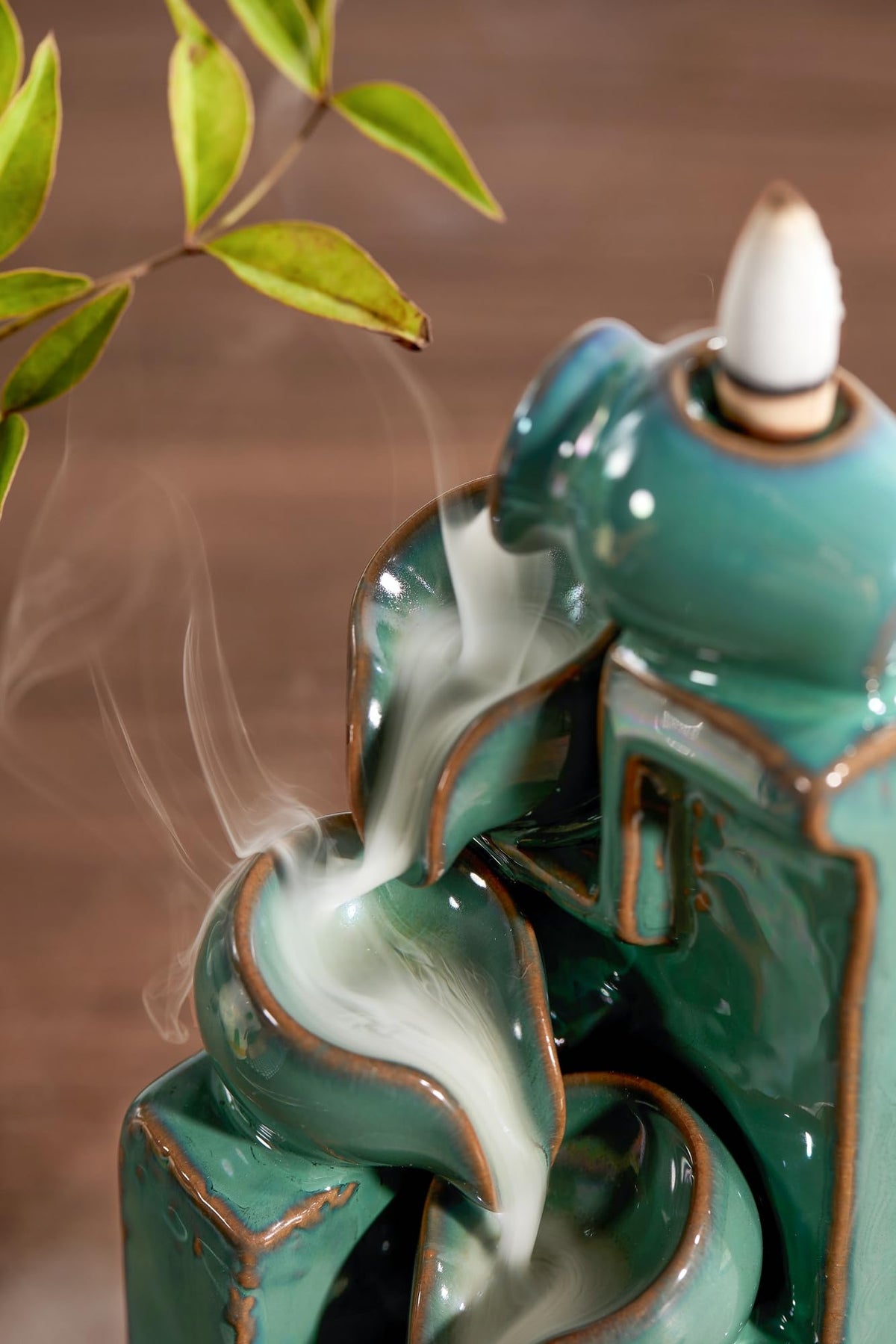 Unique Cascading Basins Ceramic Waterfall Incense Holder (Blue)
