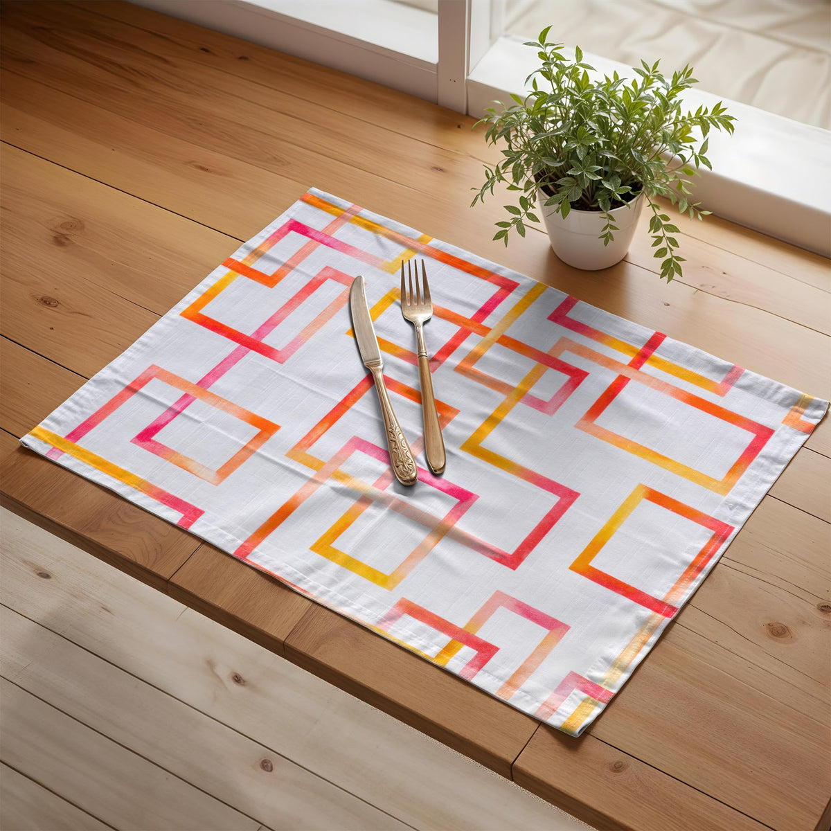 Placemats Set of 4 Reusable 100% Cotton (121 - Summer Maze / 13" X 19" (Pack of 4))