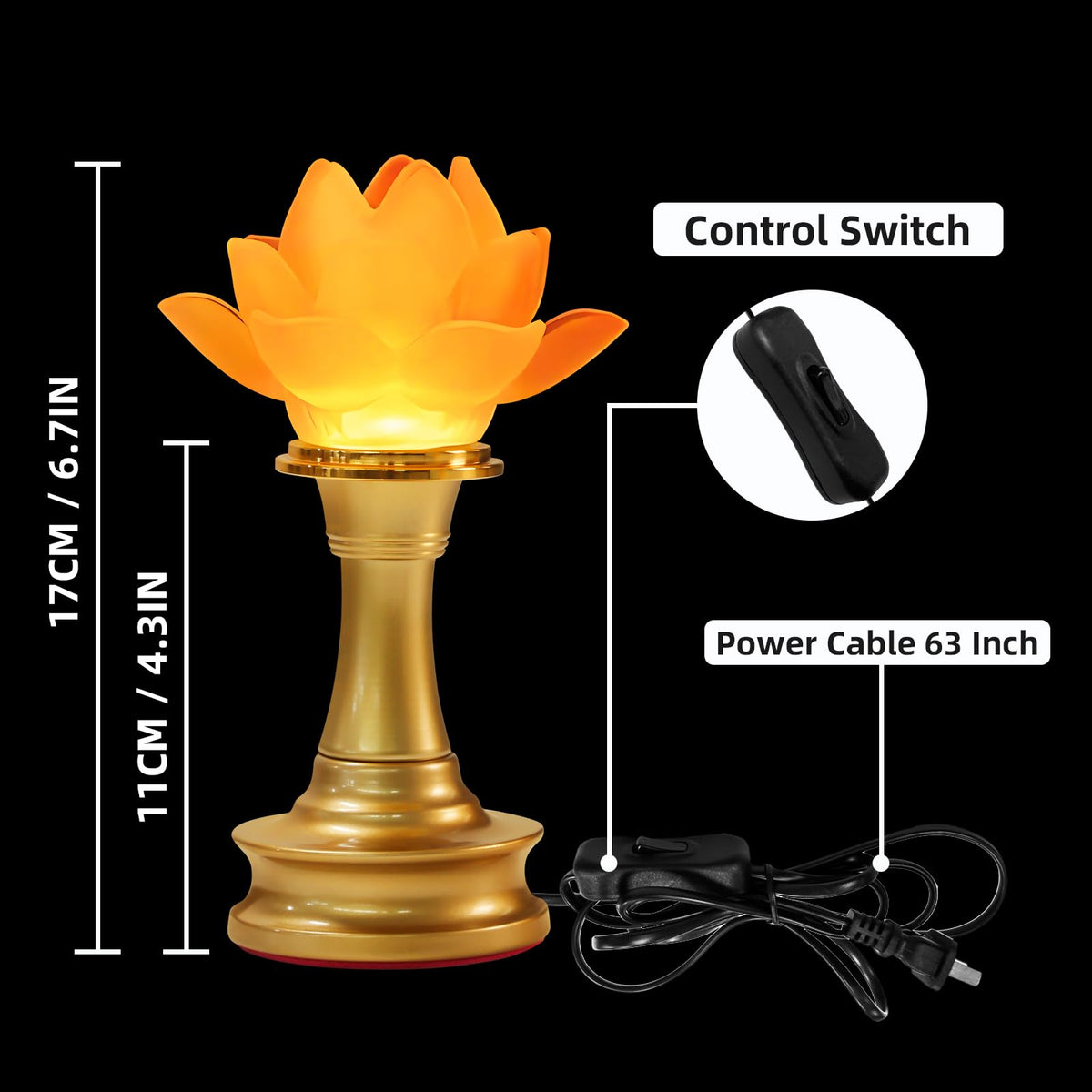 Lotus Flower Lamp 7 Color LED Buddhist Meditation Supplies (Z1-6.5inch)