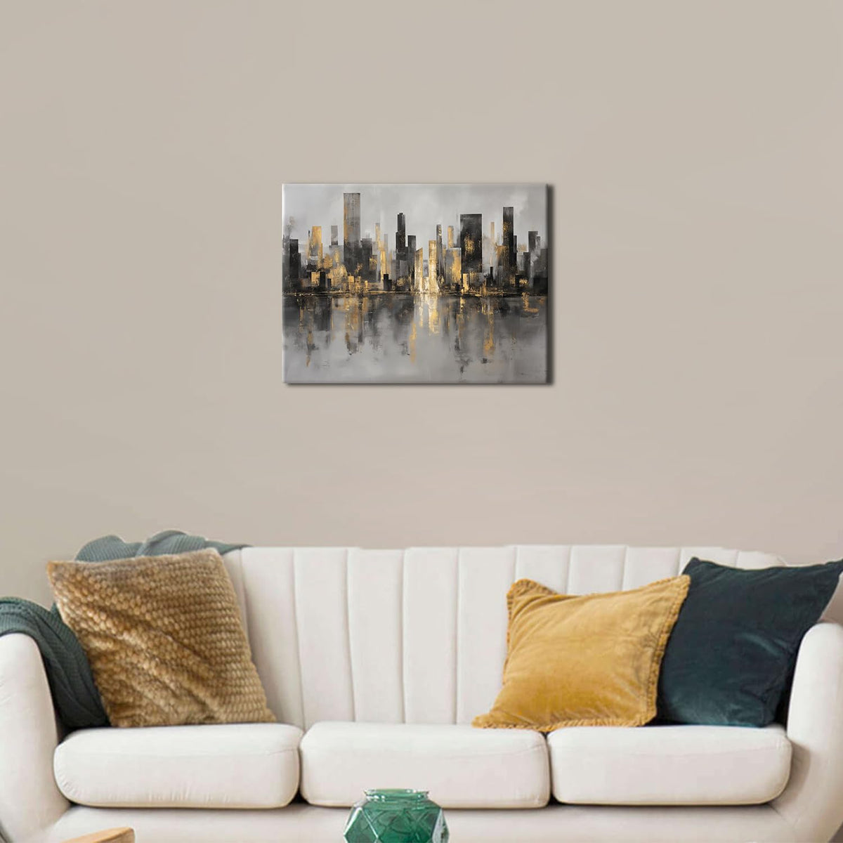 Abstract New York City Wall Art NYC Skyline Wall Decor for Living Room Black and Gold Cityscape Canvas Prints Morden Minimalist Aesthetic Posters Artwork for Bedroom Office Home Decorations 12x16” (16"L x 12"W / New York)