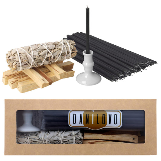 Smudging Kit 5 Palo Santo Sticks (Black / Candle holder included)