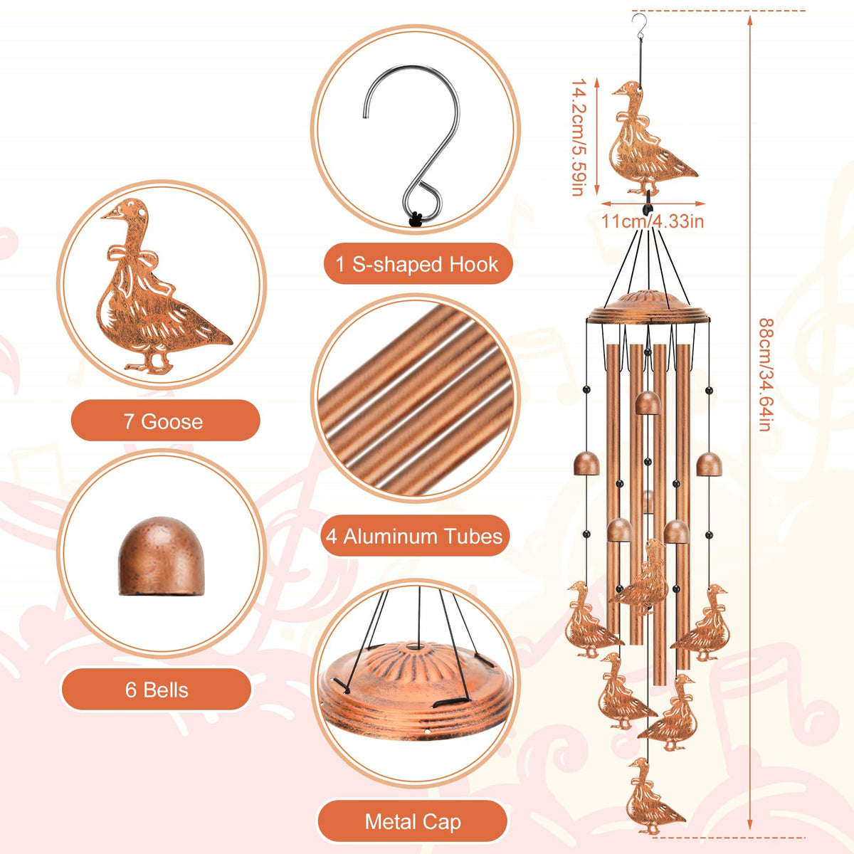 Goose Wind Chimes Outdoor Wind Chimes