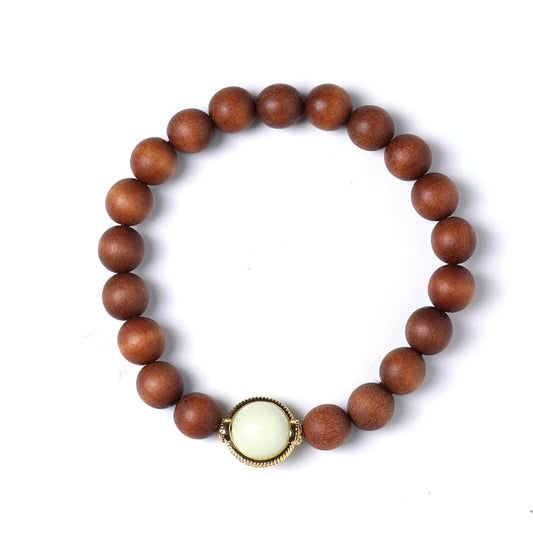 Unisex Teak Wood Prayer Bead Buddha Buddhist Beads Japa Mala Necklace Bracelet Bead (8mm x 20 Beads)