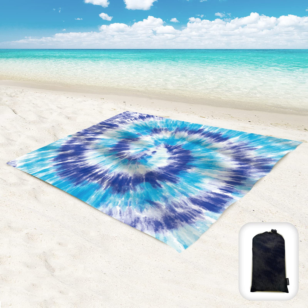 Beach Blanket Waterproof Sandproof Oversized 95”x 80” (Blue)