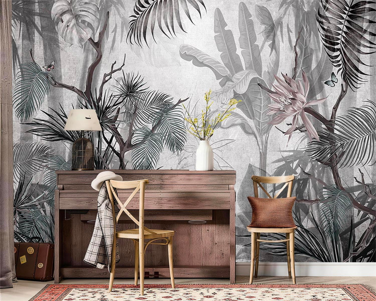 Peel and Stick Wall Mural Wallpaper Leaves 136"×96" Decor G23 (G23 / 136" x 96")
