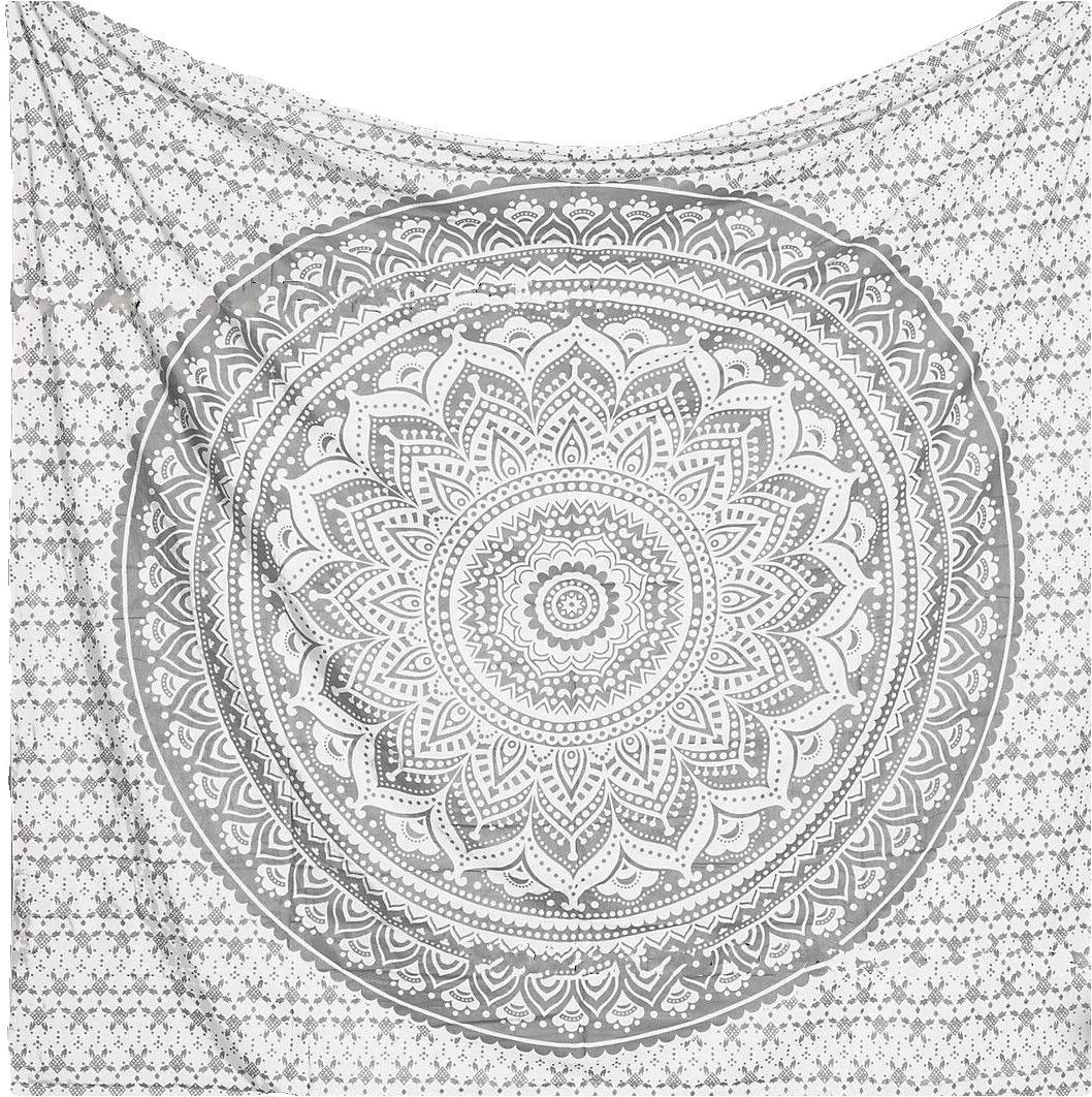 Ombre Wall Hanging Bohemian Tapestry (Silver / 60"L x 54"W)