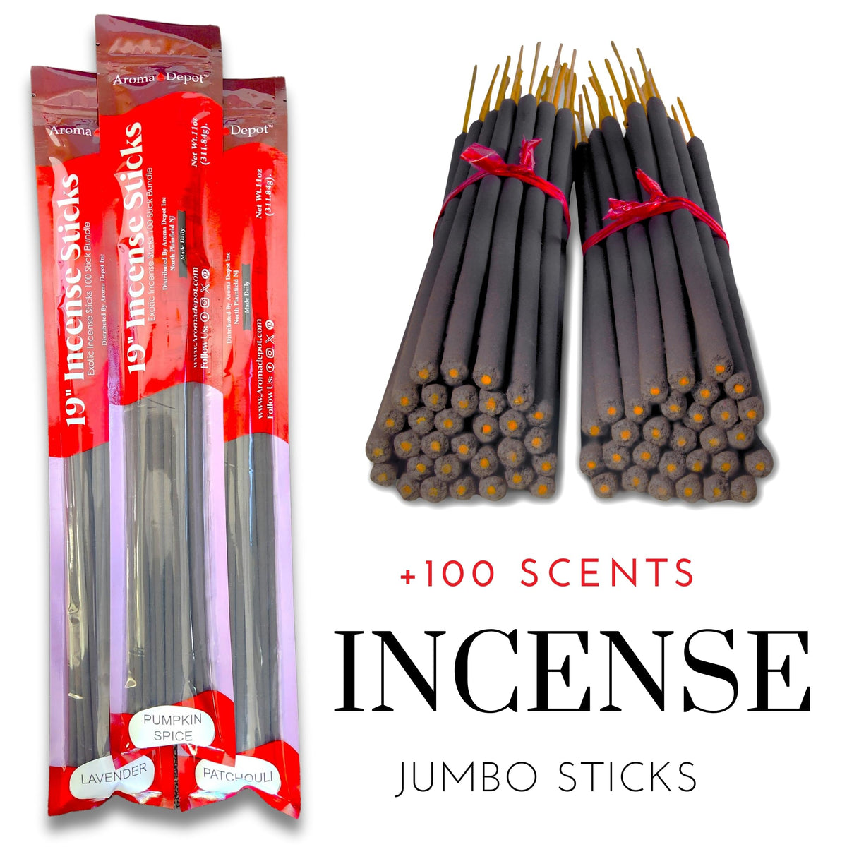Cinnamon Apple19'' Incense Sticks Jumbo. Approx 27 to 30 Sticks Per Bundle. 19 Inch Extra Large