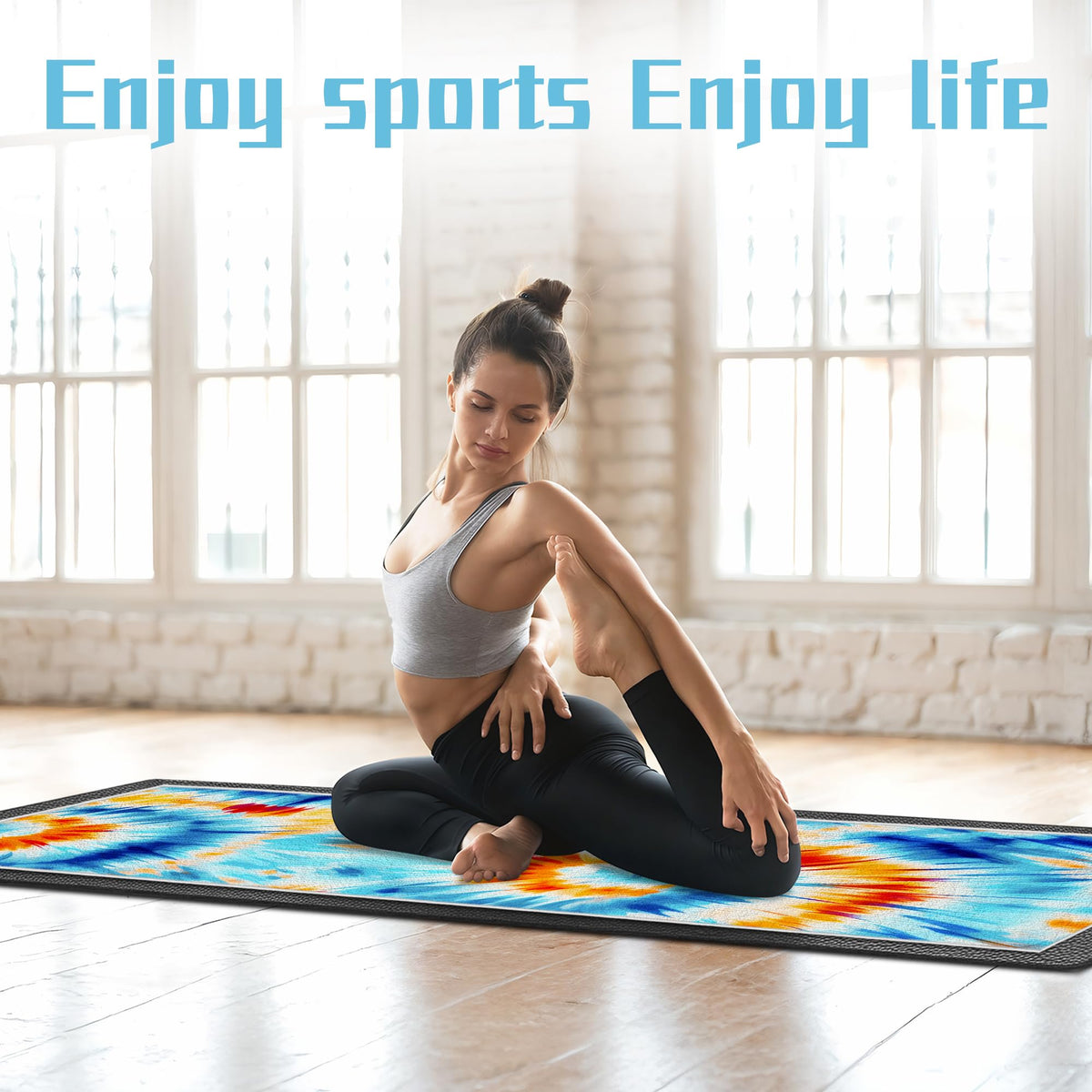 Yoga Mat Towel (Blue& Orange / Casual)