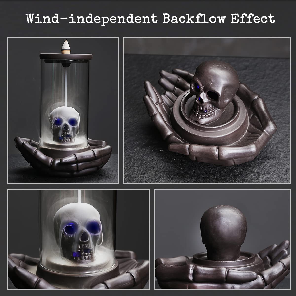 Skull Incense Burner Holder (Skull Led Black)