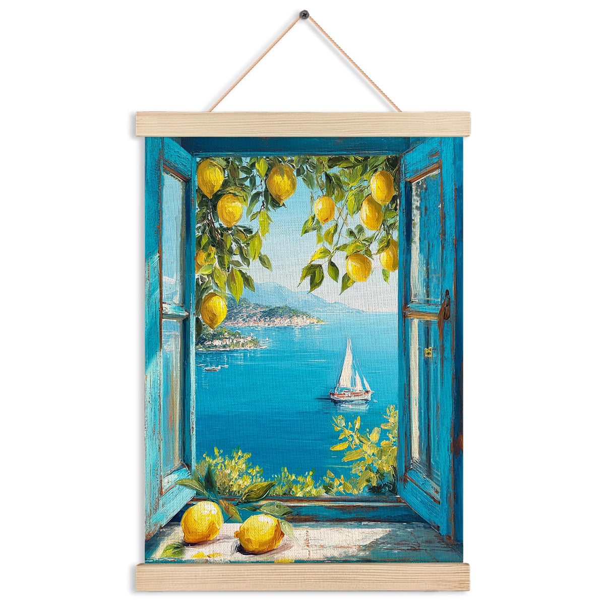 Amalfi Coast Mediterranean Window View Wall Art Decor (Coast Mediterranean Window View Wall Art)