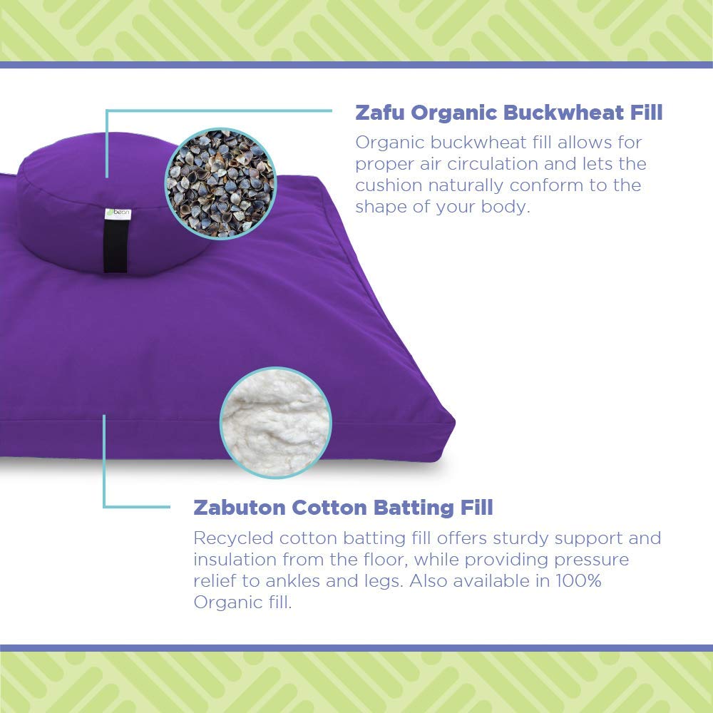 Heart Zafu & Zabuton Yoga Meditation Cushion Set (Heart Shaped Combo / Stone Gray - 10oz Cotton Canvas)