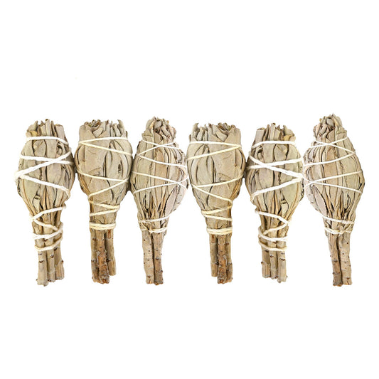 Premium California White Sage 4 Inch Smudge Sticks (6 Pack)
