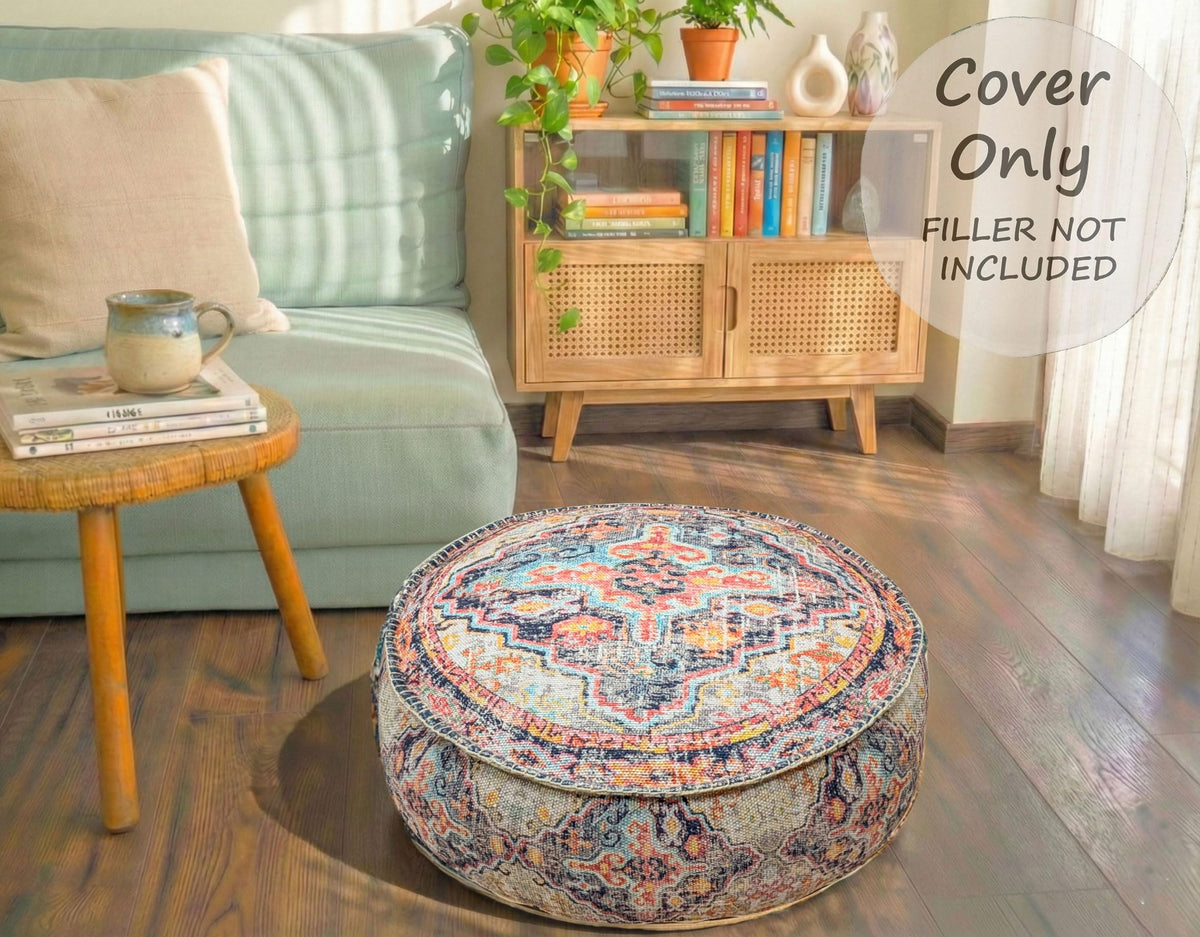Bohemian Outdoor Floor Cushion Cover (24x8 Cover Only / Outdoor Vintage)
