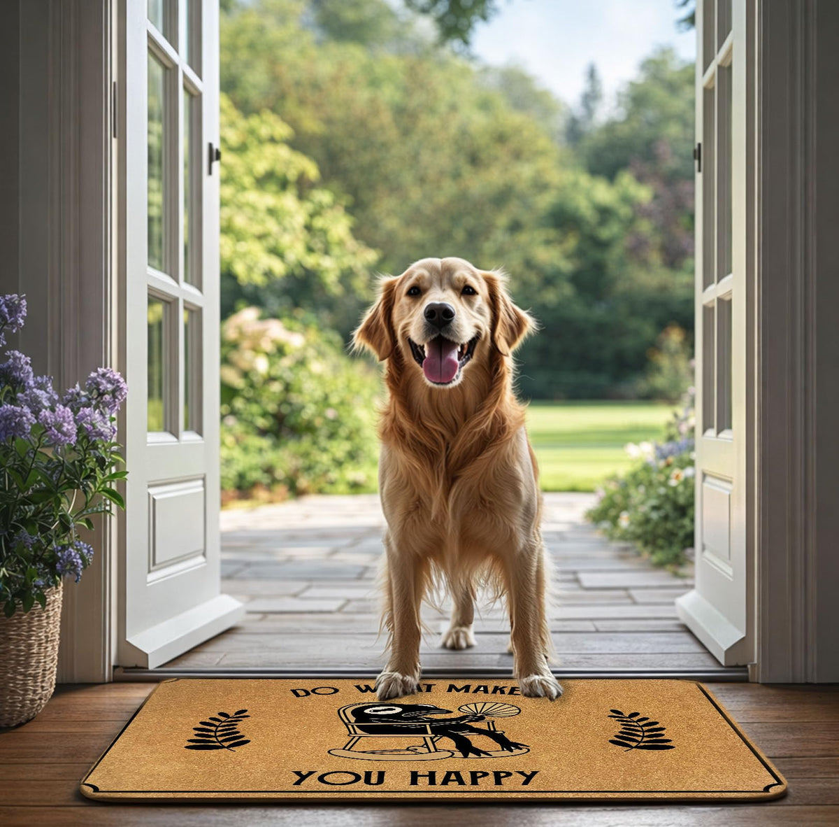 Retro Zen Frog Do What Makes You Happy Coir Welcome Doormat 17x30 (Happy Frog)
