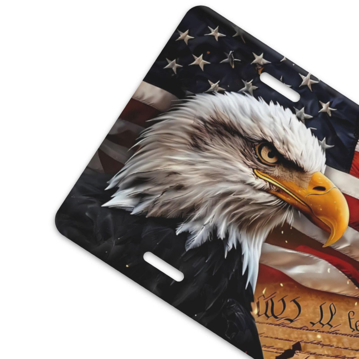 Bald Eagle American Flag We The People Front License Plate Aluminum Decorative License Plates Metal Car Plate 6"X12" Novelty Vanity Tag Cover with 4 Holes Car Decor Accessory (Pink / 6 X 12 Inch)