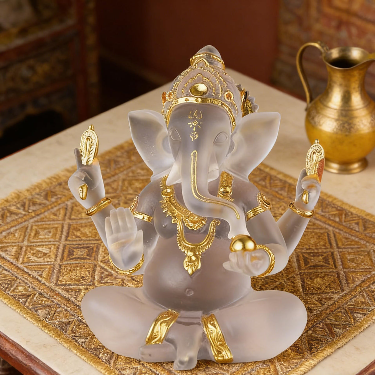 Indian God Lord Ganesha Statue (Transparent / 7.08")