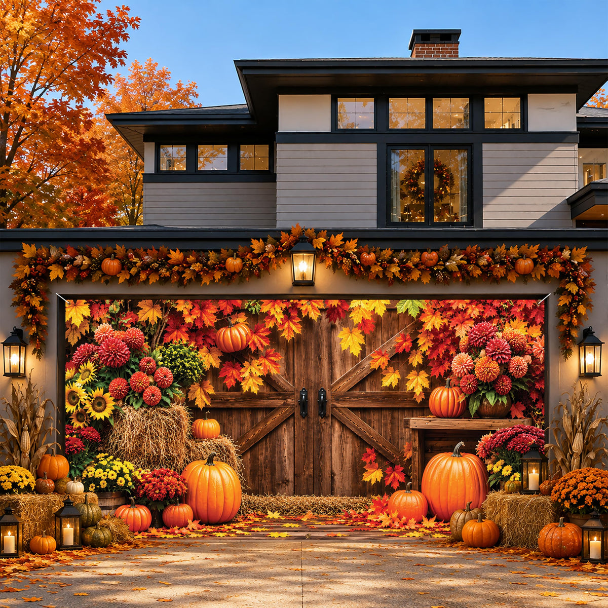 Thanksgiving Garage Door Banner Barn Door 6x13FT Fall Harvest Backdrop (Fall)