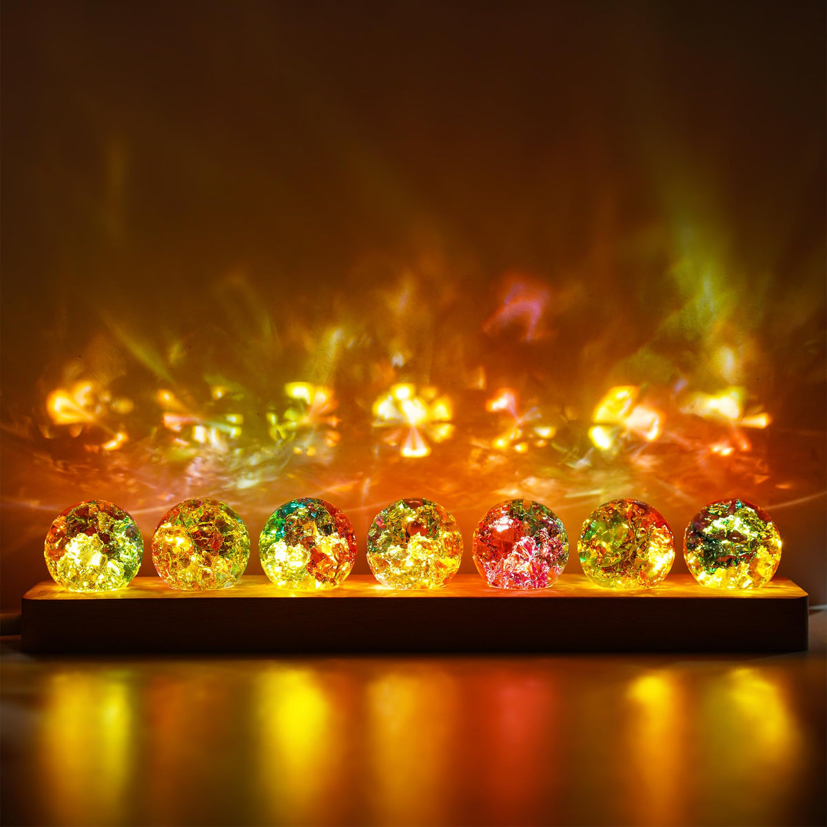 Set of 7 Crystal Balls Night Light Decor 40mm Chakra Spheres (Contemporary)
