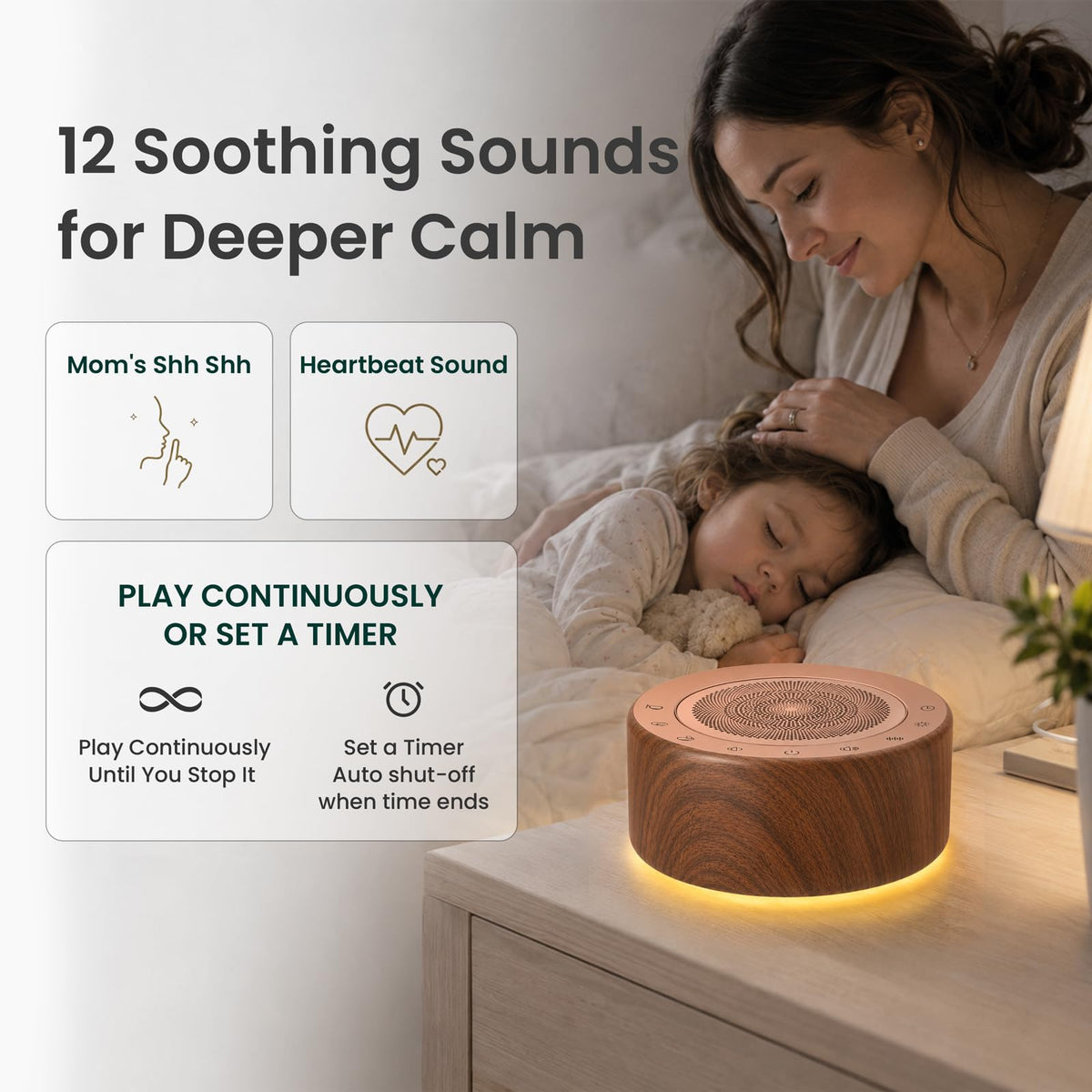 Tibetan Singing Bowl Sound Machine (Brown Wood)