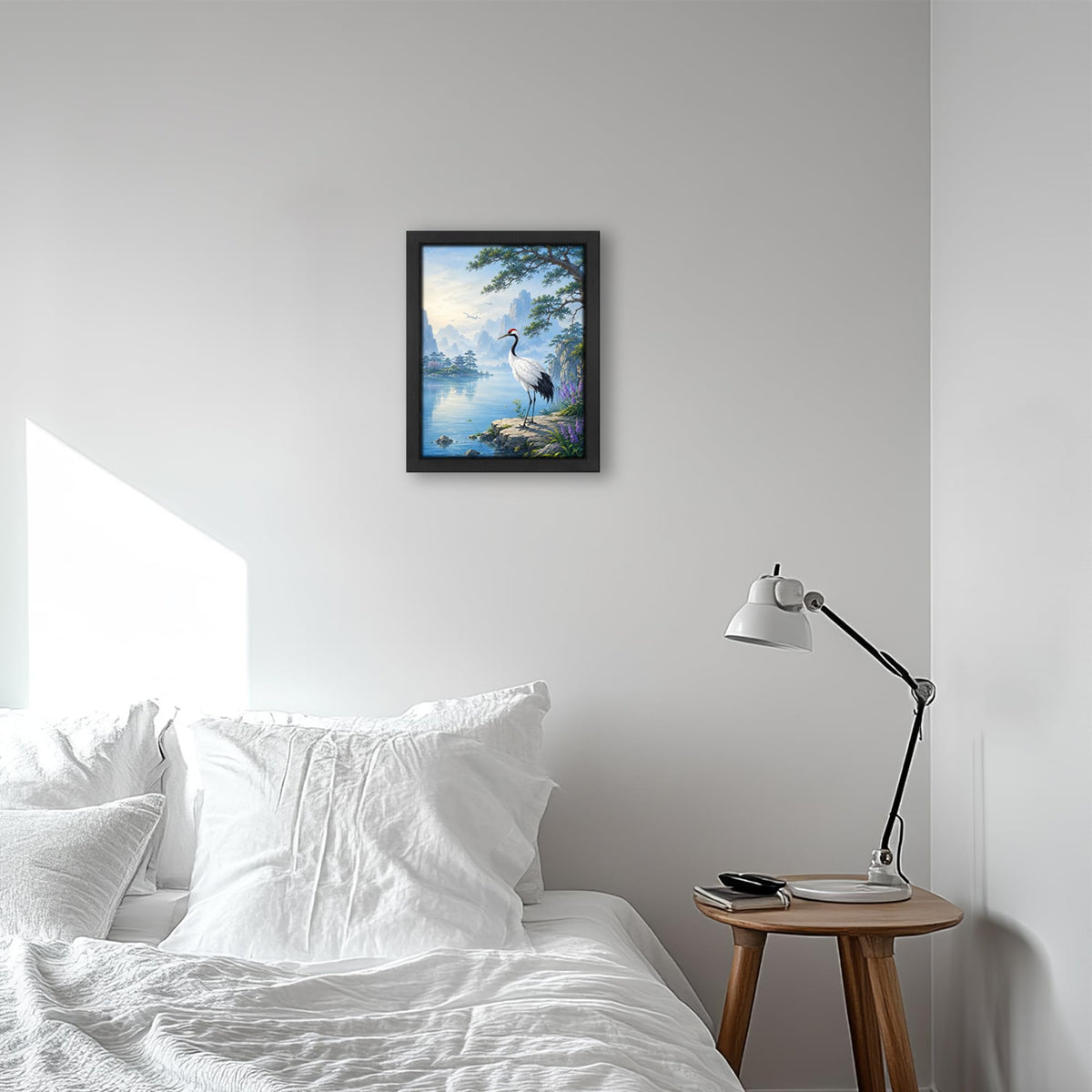 Red Crowned Crane Decor Wall Art (Wall Art Framed 18 / 24"L x 16"W)