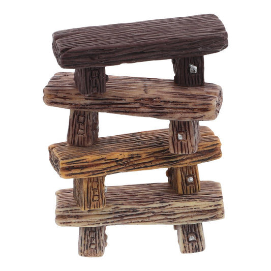4Pcs Miniature Resin Bench Ornament Vintage Style Dollhouse Bench Miniature Decor for Fairy Garden Landscape Ornament Furniture Accessories for Window Displays Office Study Living Room (Brown)