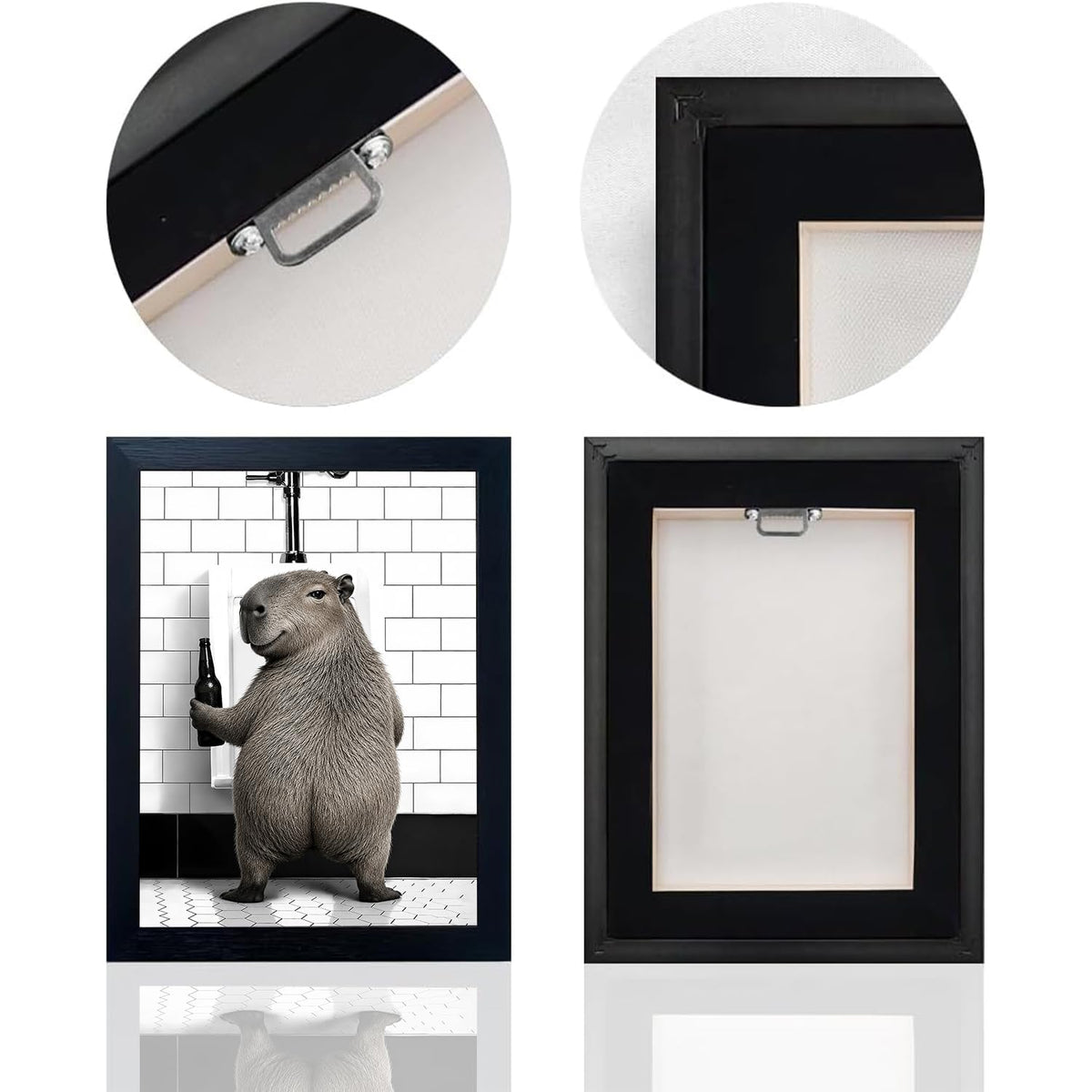 Funny Bathroom Wall Art Framed Capybaras Bathroom Decor (Framed Bathroom Art 6 / 16"L x 12"W)