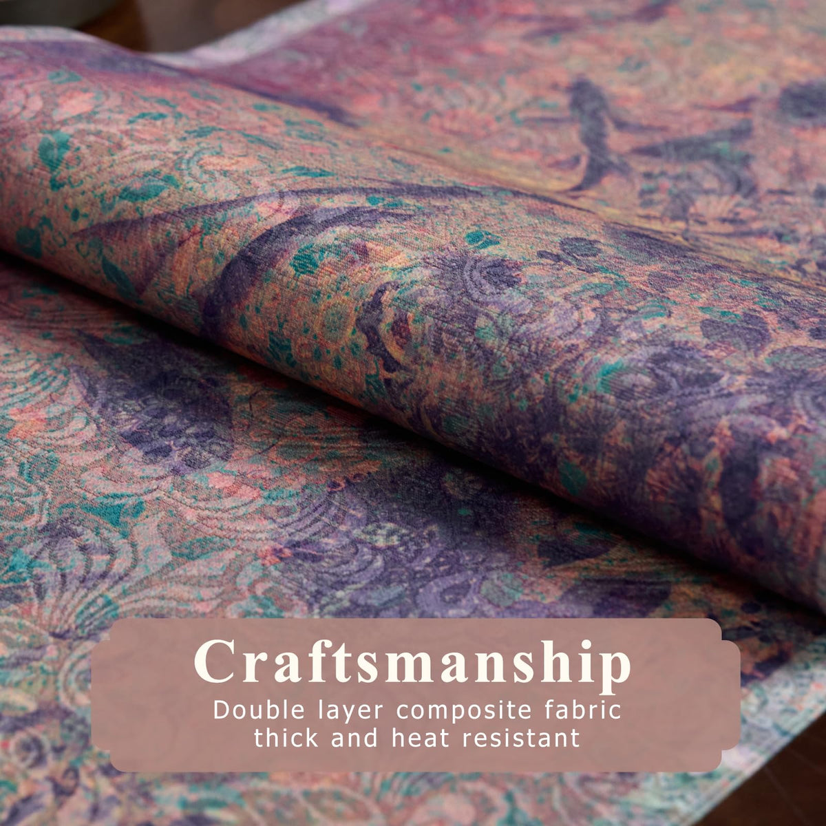 Hidden Bridge Fish Algae Brocade Table Runner 13x72 Waterproof (Koi Bliss · Rectangular 13x72inch)