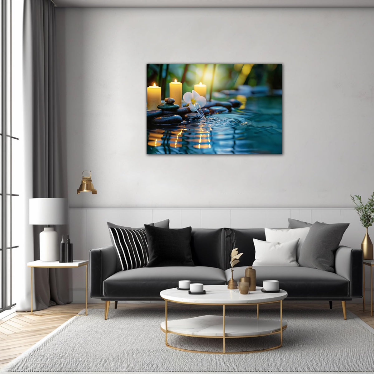 Zen Wall Art Zen Black Stone Canvas Prints for Meditation Office Decor (Zen Stones Canvas Frame-09 / 40"L x 28"W)