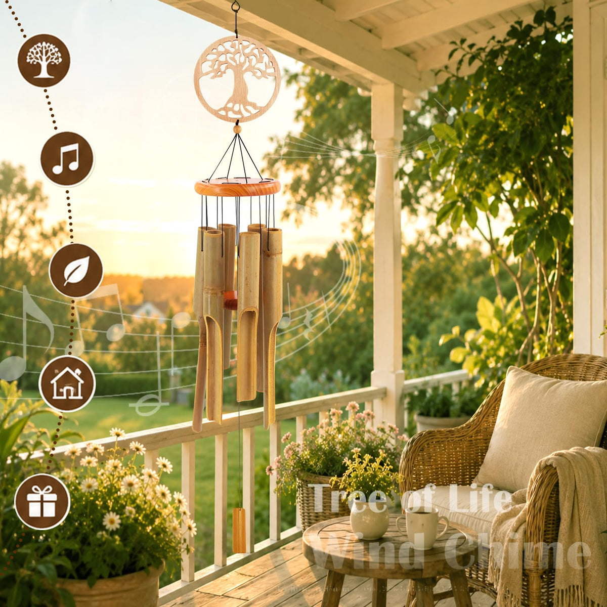 Bamboo Wind Chimes Outdoor (36")