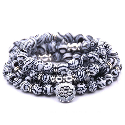 108 Mala Beads Bracelet Necklace (Spiderweb Jasper)