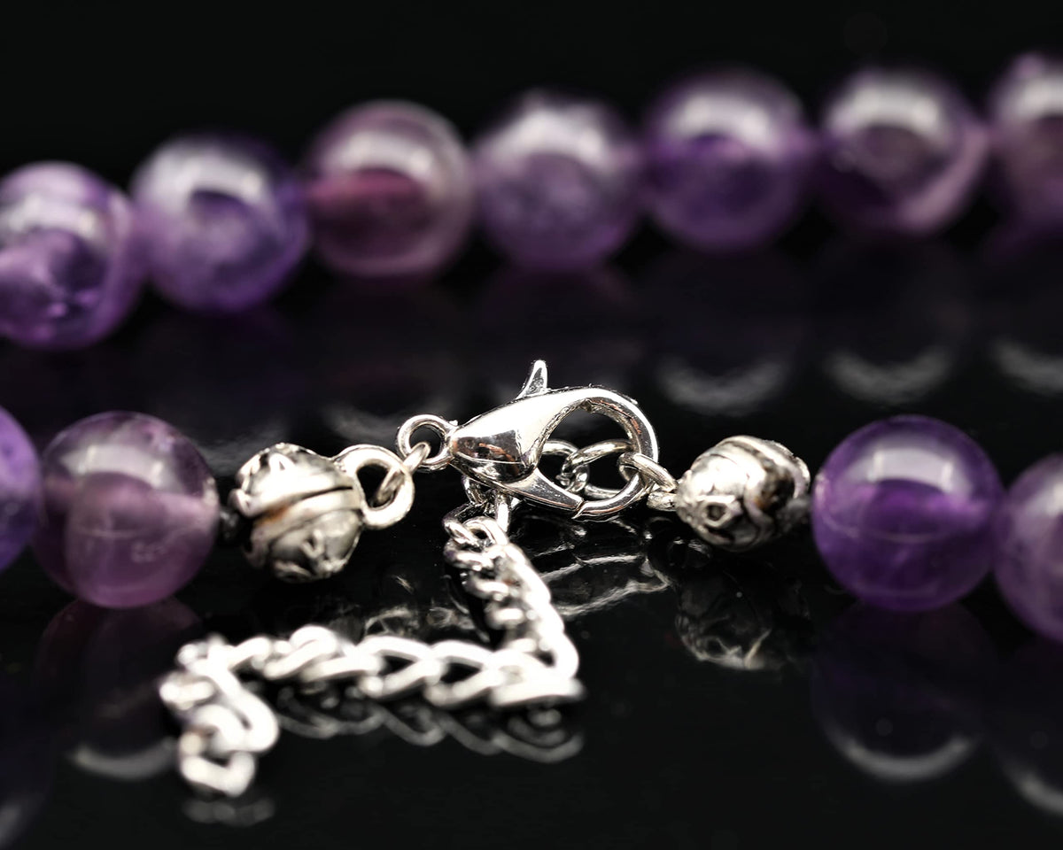 Natural Amethyst Beaded Choker Necklace (Amethyst / 32 Inches)