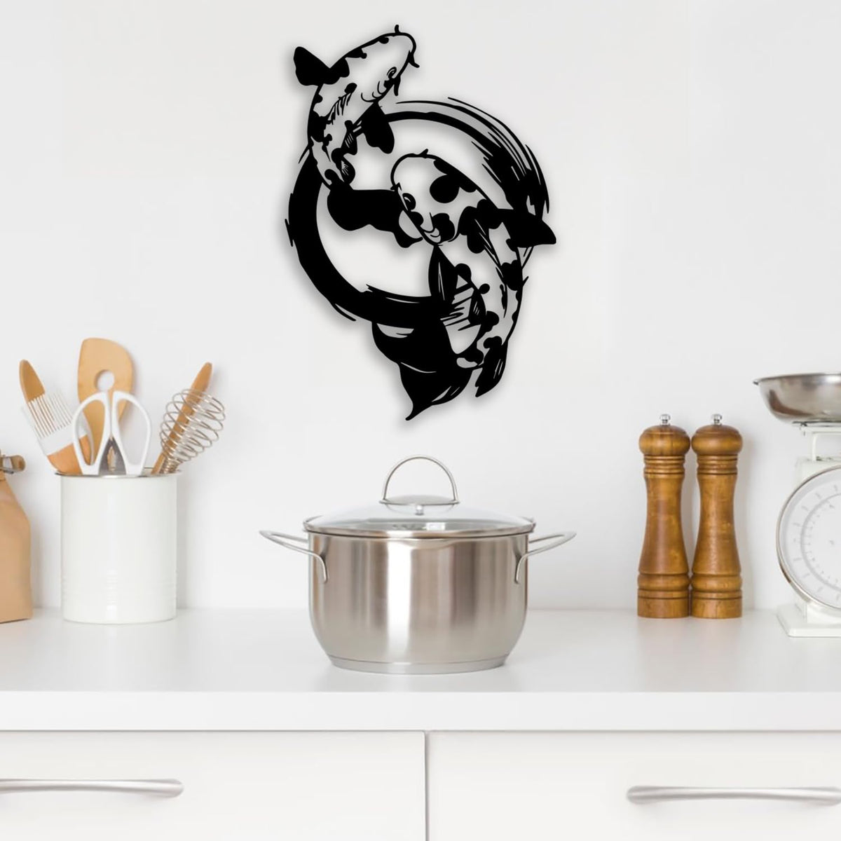 Koi Fish Metal Wall Decor (Black)
