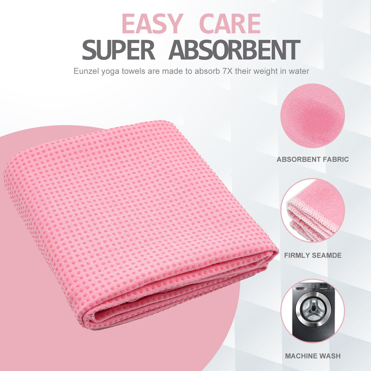 Hot Yoga Towel (Pink/White)