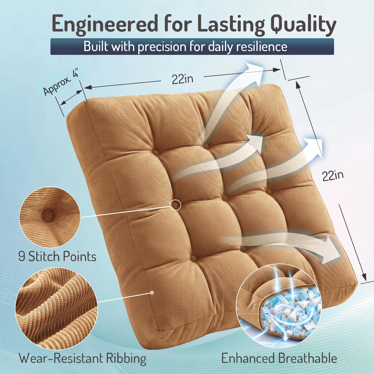 Meditation Floor Pillow (1 Pack / Square | Coffe | 1 Pack)