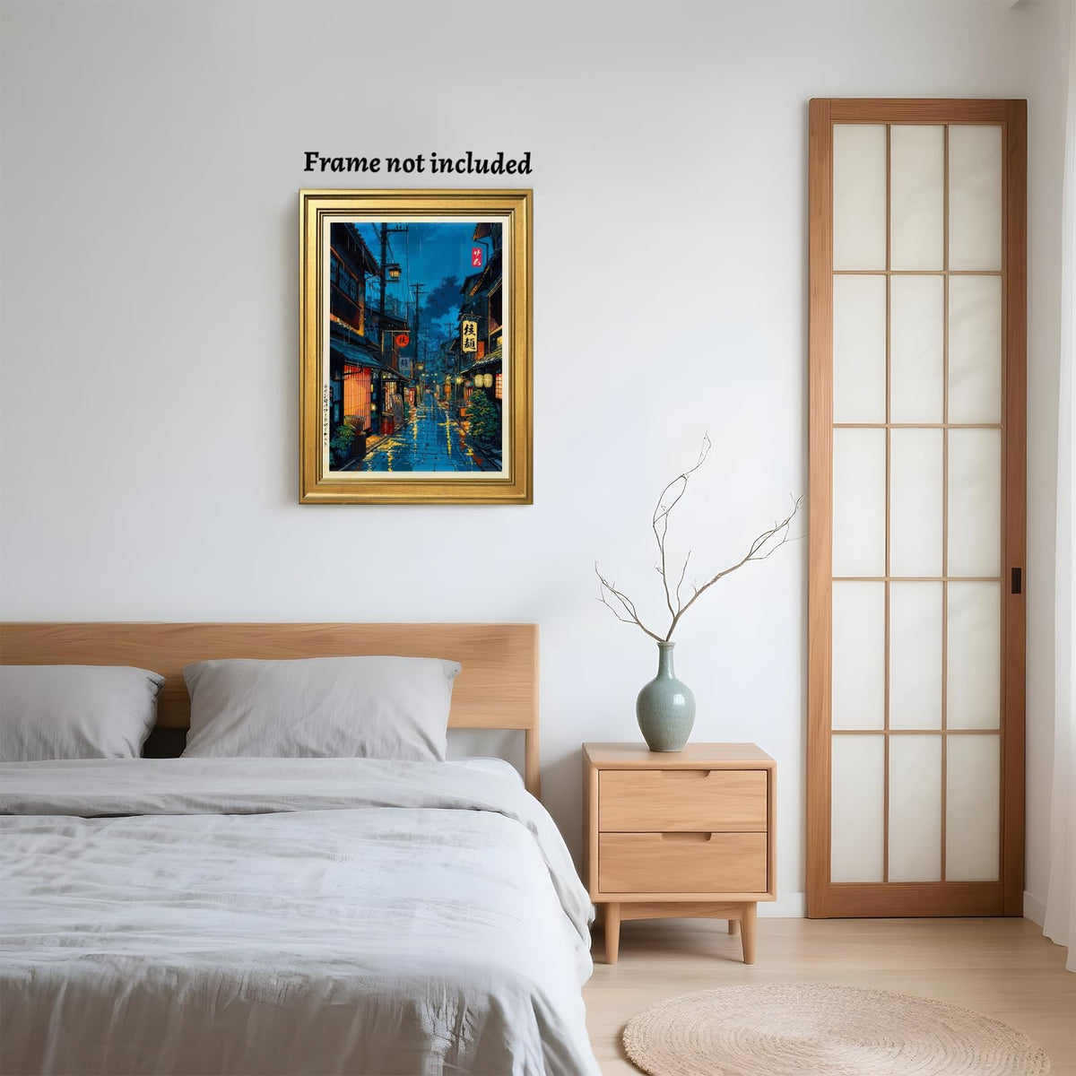 Japanese Tokyo Tea House Wall Art Poster Kyoto Night Street Art Canvas Print Retro Japan Illustration Wall Decor Vintage Urban Street Scene for Bedroom Living Room Aesthetic 24x36inch Unframed (24"L x 36"W / style-1 Unframed)