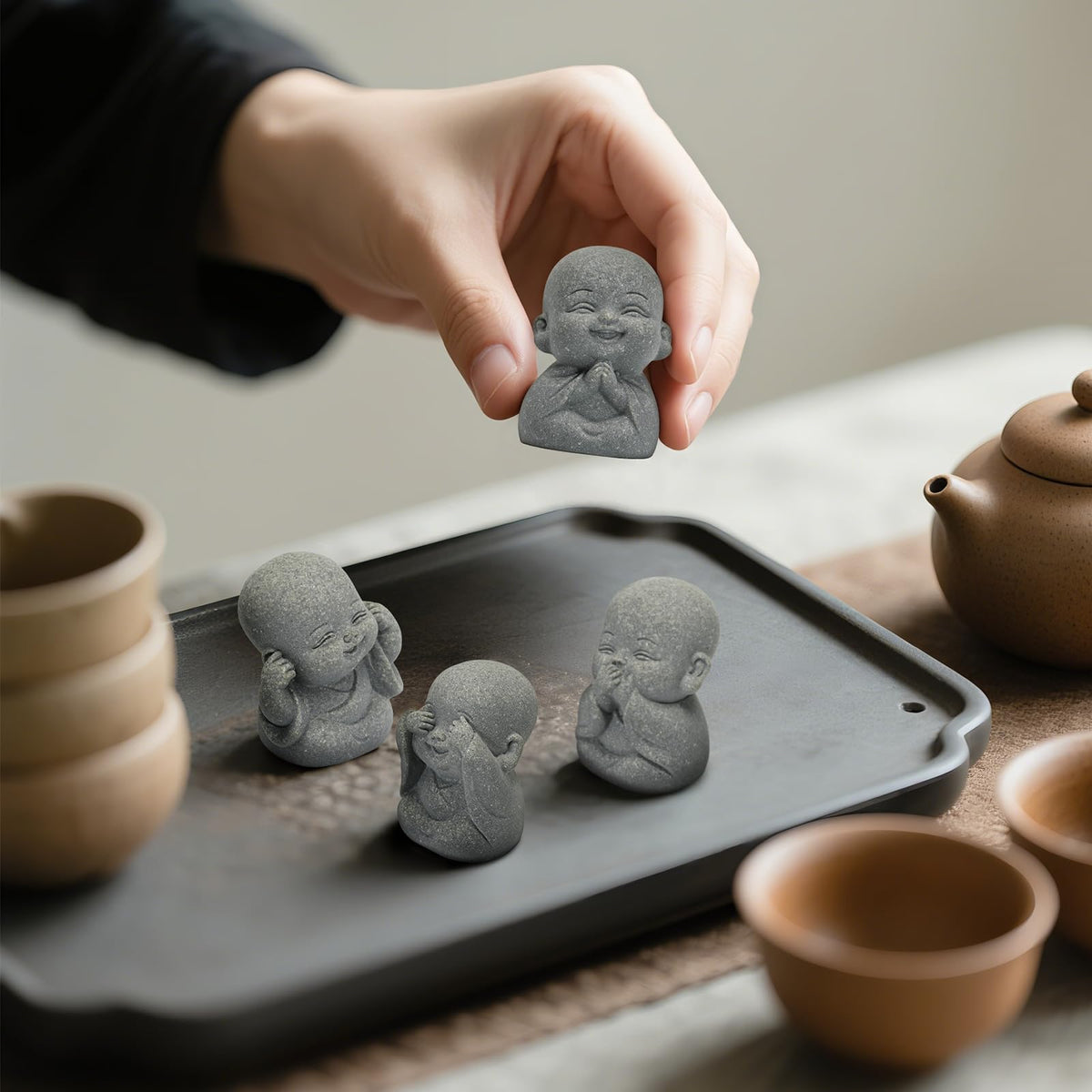 4Pcs Mini Monk Buddha Statues (Mini Monk Buddha Statue)