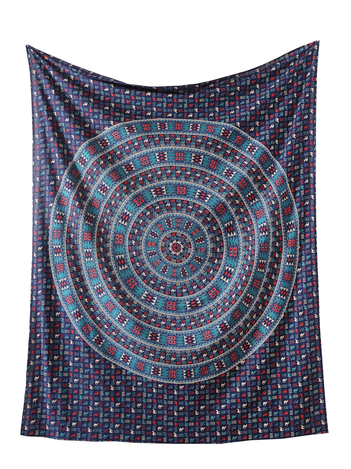 Queen Mandala Hippie Hippy Camel Ethinic Psychedelic Tapestry Wall Hanging (105L" x 81W" / Camel Blue)