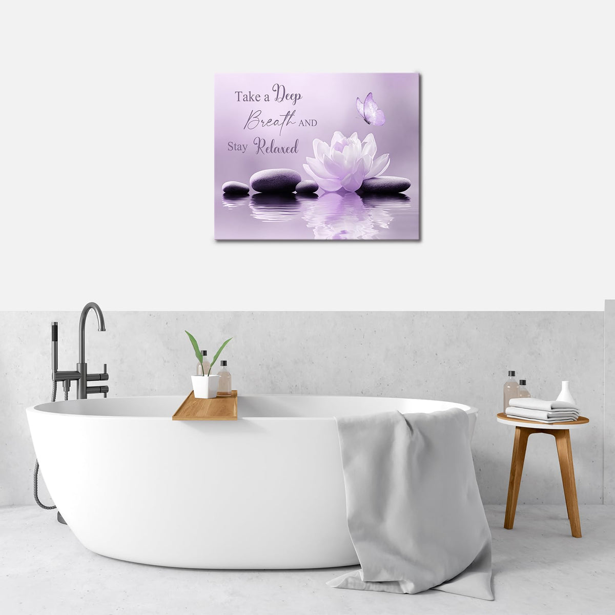 Zen Purple Floral Wall Art for Living Room (8"L x 10"W / Purple)