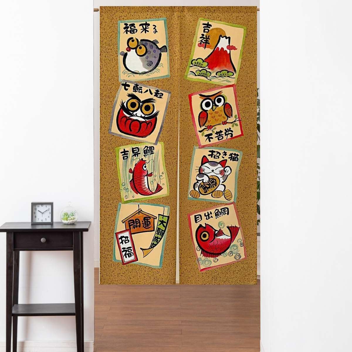 Noren Japanese Doorway Curtain Luck Cat FishTapestry Decorations Room Divider Curtain Privacy Anime Curtains (Good Luck / 33.5"W x 67"L (Pack of 1))