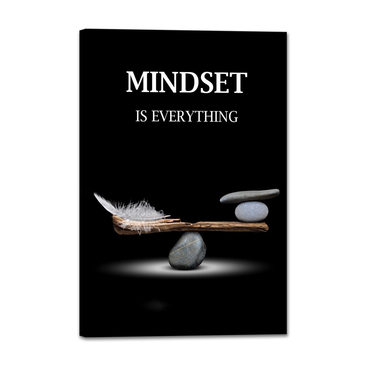Mindset Motivation Office Wall Art Zen Stone Canvas Print Pictures Wall Decor Framed Positive Quotes Posters for Living Room Bedroom Decoration (12"L x 16"W / Mindset-01)