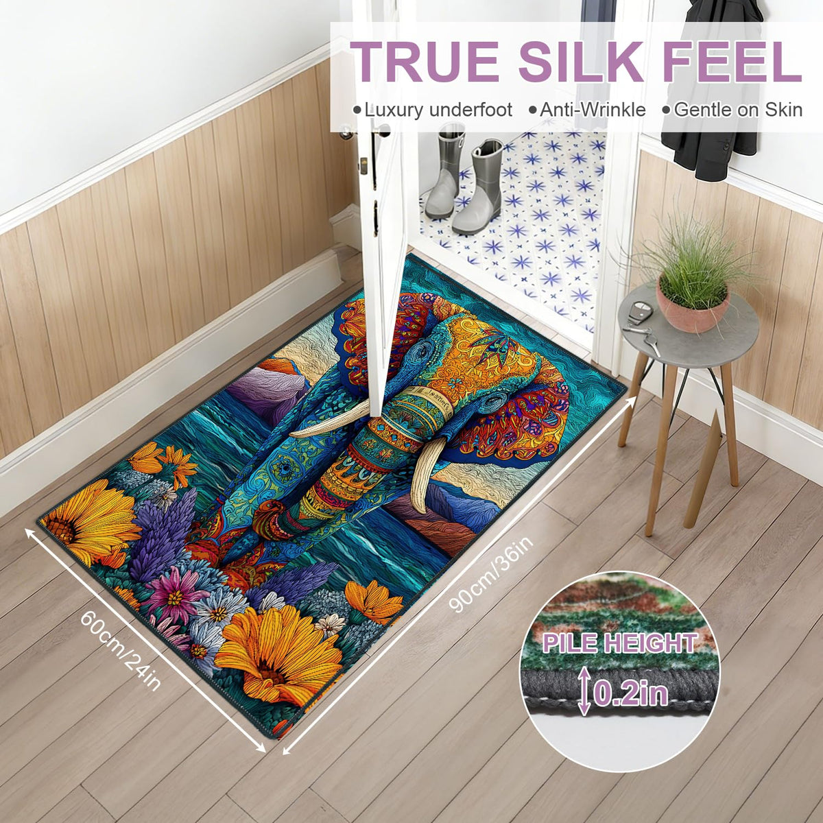 Washable 2x3 Entry Rug Boho Elephant Area Rug (07 / 2' x 3' (Rectangular))