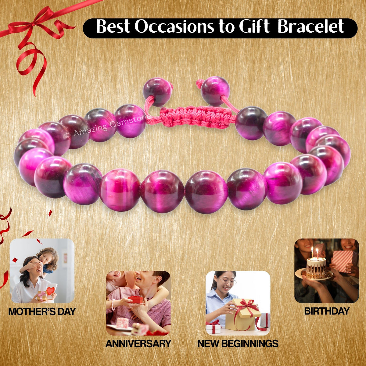 Pink Tiger Eye Bracelet (Pink Tiger Eye)