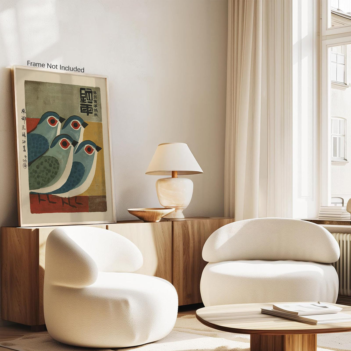 Japanese Mid Century Blue Bird Posters Prints Vintage Animal Canvas Wall Art Minimalist Bird Painting Nature Rustic Artwork 16x24in Unframed for Asian Lndie Room Bedroom Living Room Gallery Decor (Unframed / Japanese Picture / 24"L x 16"W)
