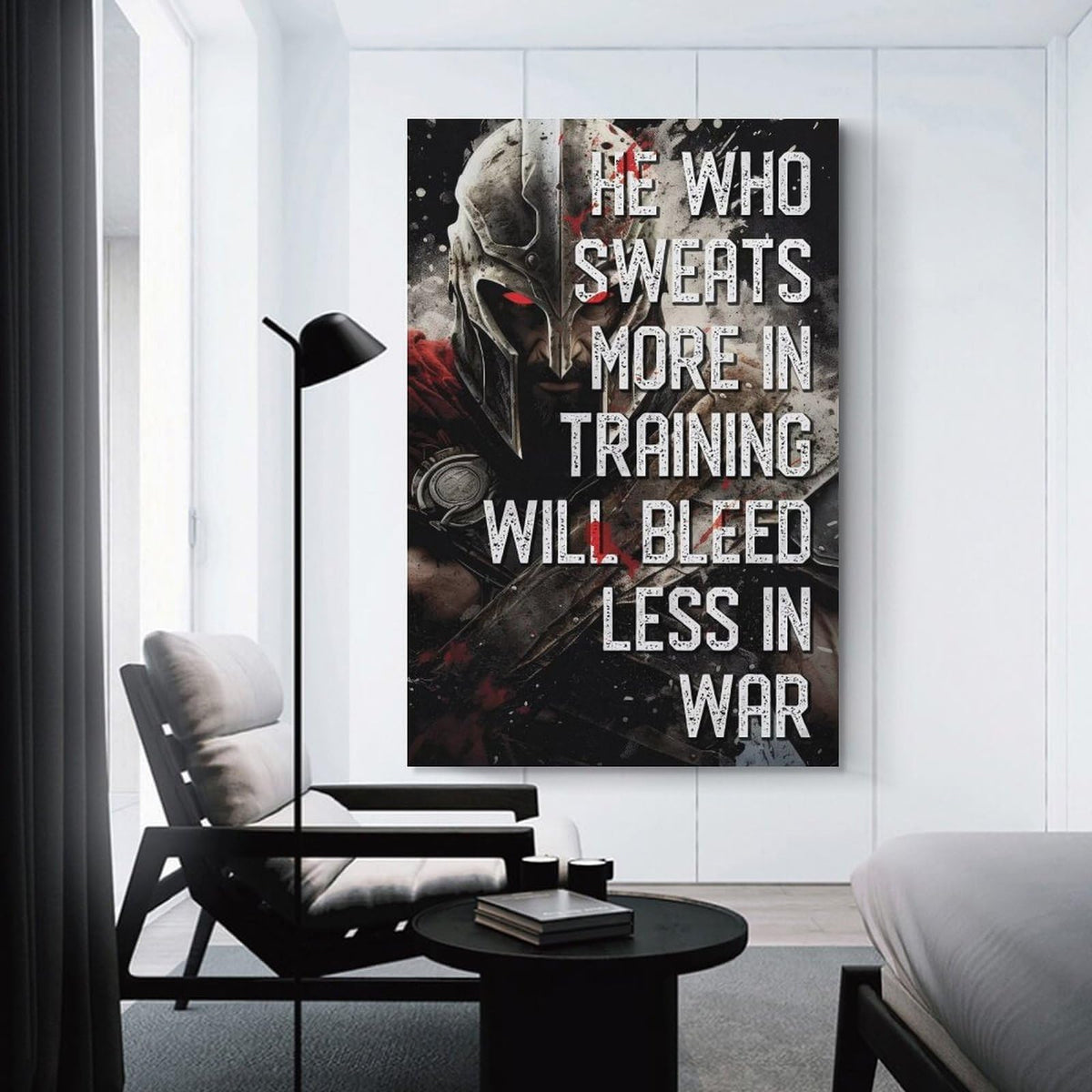 He Who Sweats More In Training Spartan Warrior Canvas Printing Wall Art Prints Wall Decor Posters Gym Motivation Banner Fitness Quote Dark Industrial Office Bedroom Decor 20x30inch (style-38 / 20x30inch(50x75cm) Unframe)